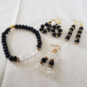 Glass Bead Bracelet and Earrings